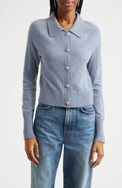 Veronica Beard Cheshire Crop Cashmere Cardigan In Smoke Blue