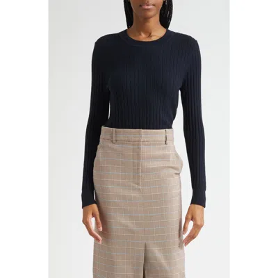 Veronica Beard Cheval Merino Wool Crewneck Sweater In Black