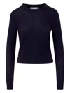 Veronica Beard Cheval Ribbed Crew-neck Sweater In Blue