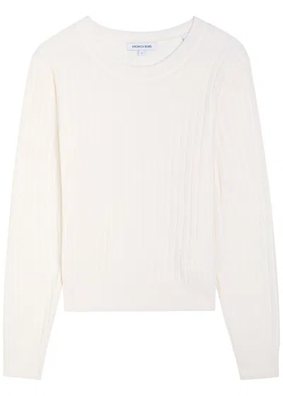 Veronica Beard Cheval Ribbed Wool Jumper In White