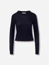 Veronica Beard Cheval Ribbed Crew-neck Sweater In Blue