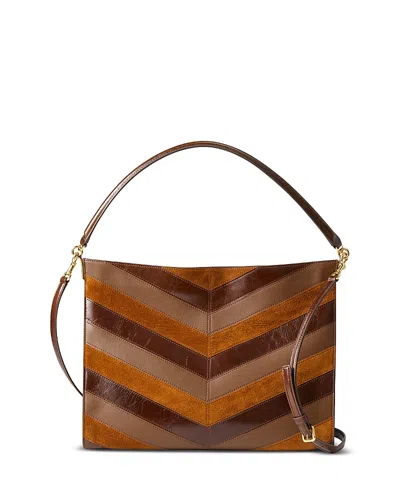 Veronica Beard Chevron Leather & Suede Shoulder Bag In Blue