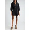 Shop Veronica Beard Chrisjen Embroidered Cotton Minidress In Black