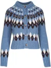 Veronica Beard Christina Fairisle Cardigan In Blue