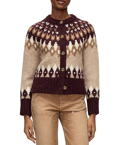 Veronica Beard Christina Fairisle Cardigan In Brown