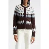 Veronica Beard Christina Fair Isle Alpaca-blend Cardigan In Chocolate Multi