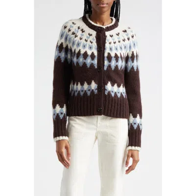 Veronica Beard Christina Fair Isle Alpaca-blend Cardigan In Brown