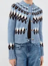Veronica Beard Christina Fair Isle Cardigan In Smoke Blue Multi In Blue