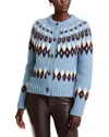 Veronica Beard Christina Fairisle Cardigan In Smoke Blue