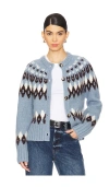 Veronica Beard Christina Fairisle Cardigan In Blue