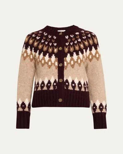 Veronica Beard Christina Fairisle Cardigan In Neutral