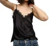 Veronica Beard Ciarlo Lace Trim Silk Tank In Black In Black