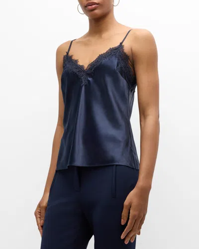 Veronica Beard Ciarlo Sleeveless Lace-trim Top In Blau