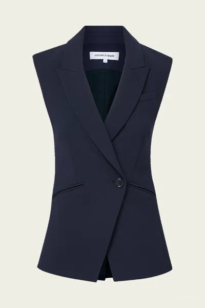 Veronica Beard Ciel Tailored Vest In Navy In Blue