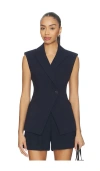Veronica Beard Asymmetric Button Blazer In Blue