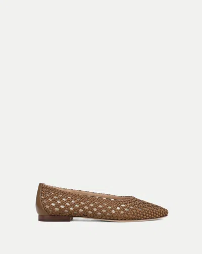 Veronica Beard Cienna Woven Satin Flat In Chestnut