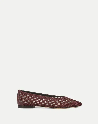 Veronica Beard Cienna Woven Satin Flat In Pinot Noir