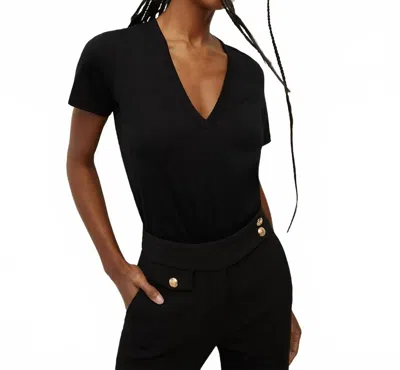 Veronica Beard Cindy V-neck T-shirt In Black