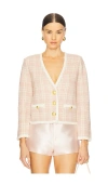 Veronica Beard Claudine Knit Jacket In Off White & Pink Clay