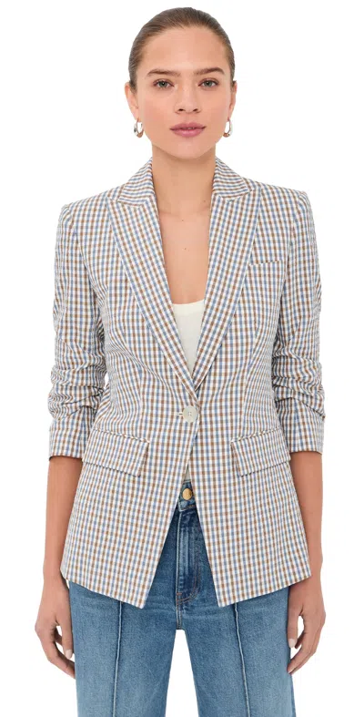 Veronica Beard Clayton Gingham Dickey Jacket In Gray