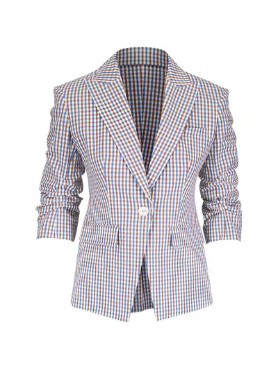 Veronica Beard Clayton Gingham-check Blazer In Blue