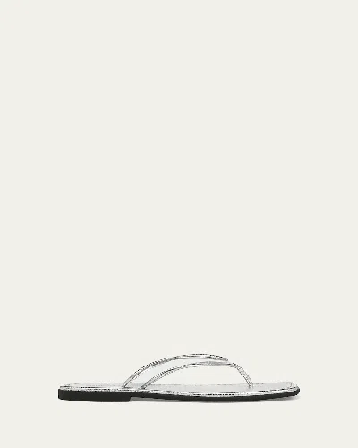 Veronica Beard Clea Metallic Leather Jelly Thong Sandals In Silver