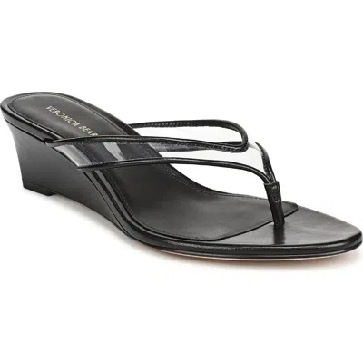 Veronica Beard Clea Wedge Flip Flop In Black