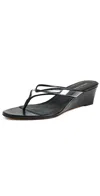 Veronica Beard Clea Wedge-heel Thong-strap Sandals In Black