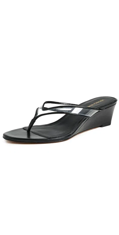 Veronica Beard Clea Jelly Leather Wedge Sandals In Black
