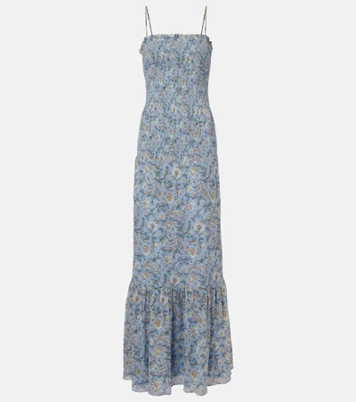 Veronica Beard Clem Floral Cotton And Silk Maxi Dress In Blue