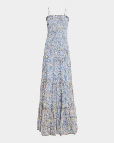 Veronica Beard Clem Floral Cotton-silk Chiffon Maxi Dress In Blue