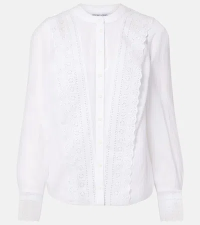 Veronica Beard Clermont Broderie Anglaise Cotton-blend Shirt In White