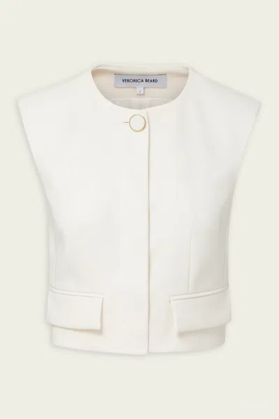 Veronica Beard Cliffwood Cropped Vest In Dove In White