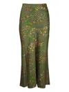 Veronica Beard Clover Floral Silk Slip Skirt In Green