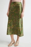 Veronica Beard Clover Floral Silk Slip Skirt In Lemongrass Multi