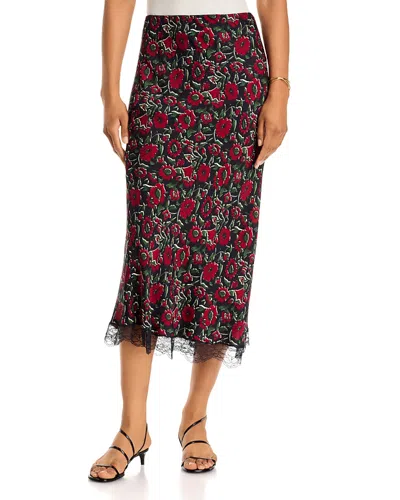 Veronica Beard Clover Lace Trim Printed Skirt In Multi