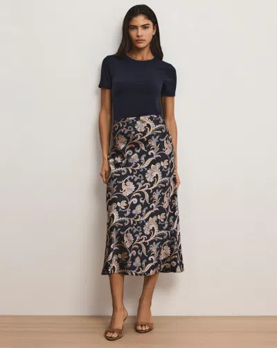 Veronica Beard Clover Paisley Midi Skirt In Blue