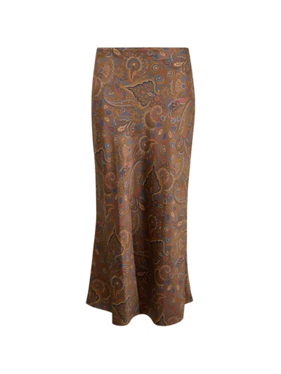Veronica Beard Clover Paisley-pattern Midi Skirt In Brown