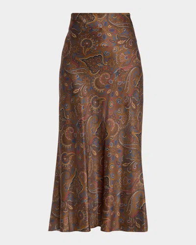 Veronica Beard Clover Paisley Stretch-silk Midi Skirt