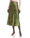 Veronica Beard Clover Floral Silk Slip Skirt In Lemongrass