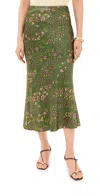 Veronica Beard Clover Floral Silk Slip Skirt In Lemongrass Multi