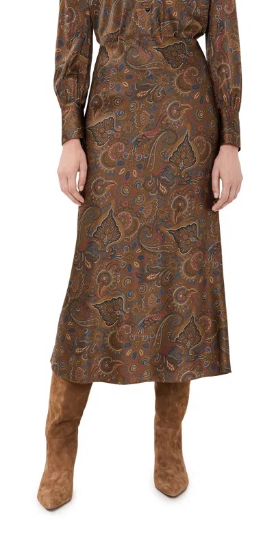 Veronica Beard Clover Paisley-print Silk-blend Satin Midi Skirt In Multi