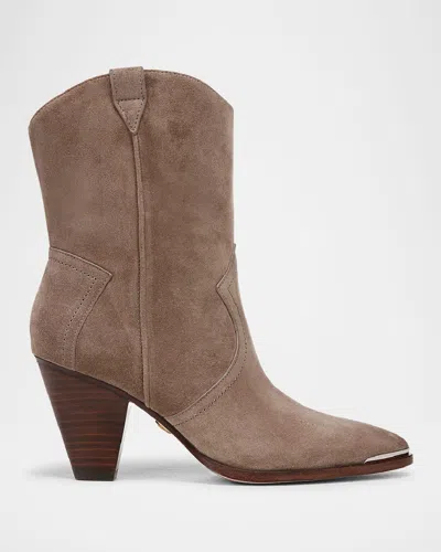 Veronica Beard Cody Suede Western Bootie In Taupe