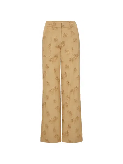 Veronica Beard Cole Floral-jacquard Wide-leg Trousers In Brown