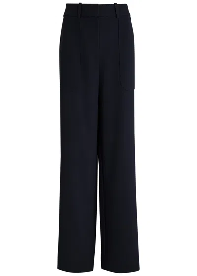 Veronica Beard Cole Straight-leg Twill Trousers In Navy