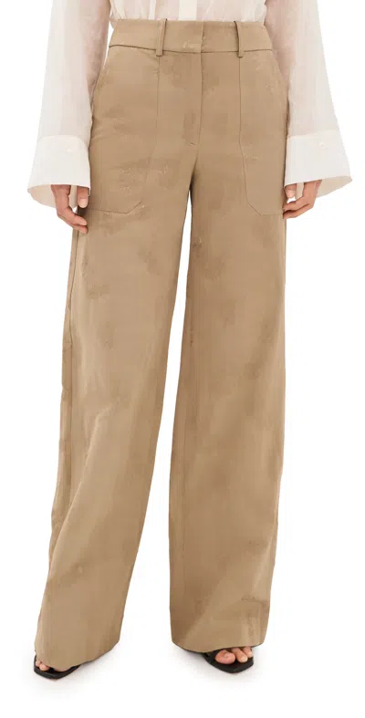 Veronica Beard Cole Wide Leg Trousers Sand