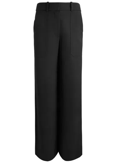 Veronica Beard Cole Wide-leg Twill Trousers In Black