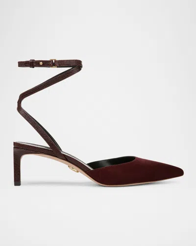 Veronica Beard Colette Ankle Strap Pointed Toe Pump In Acai