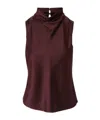 Veronica Beard Tam Cowl Neck Sleeveless Silk Blend Top In Red