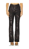 Veronica Beard Collier Sequined Satin Flared Pants In Black